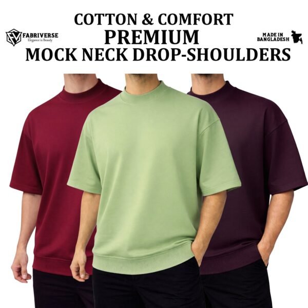 Mock Neck Drop-Shoulder (Maroon-Lemon-Coffee)