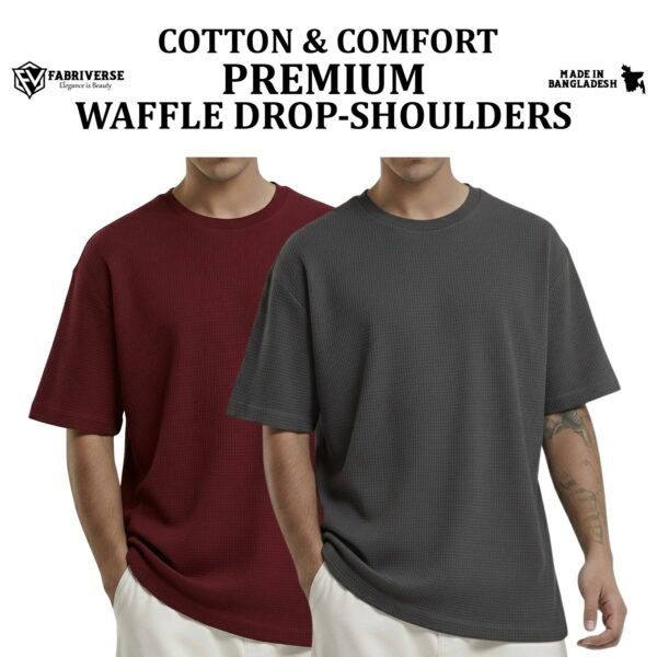 Premium Waffle Drop (Maroon-Charcoal)