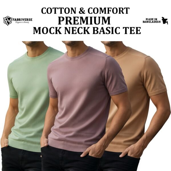 Premium Mock Neck (Lemon-Brick-Beige)