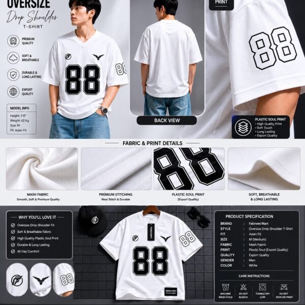 Premium Jersey Drop Sholder White