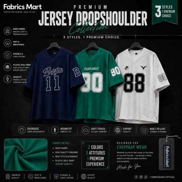 Premium Jersey Drop Sholder White-Navy-Pastale