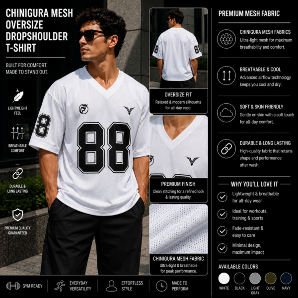 Premium Jersey Drop Sholder White