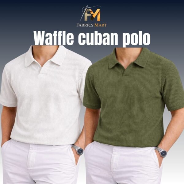 Waffle Cuban Polo White-Olive