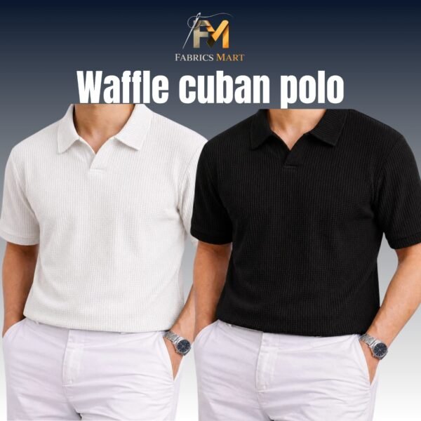 Waffle Cuban Polo White-Black