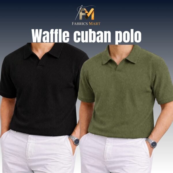 Waffle Cuban Polo Black-Olive