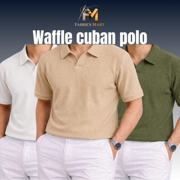 Waffle Cuban Polo White-Biscuit-Olive