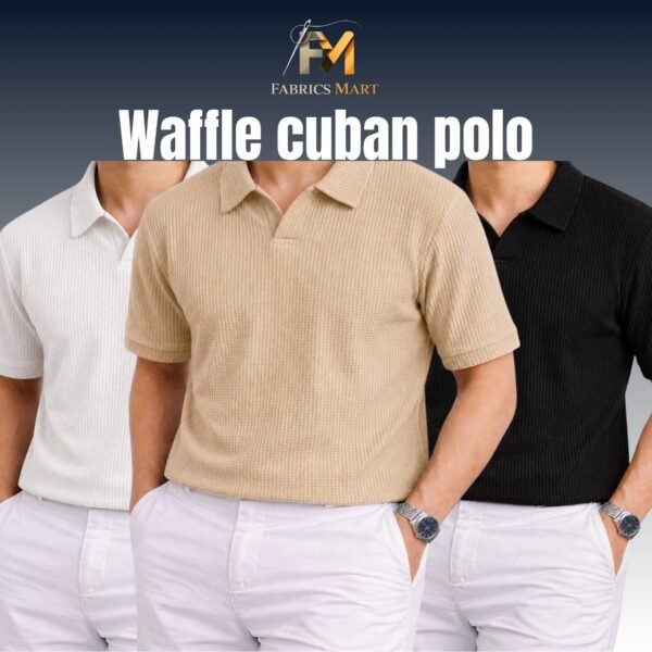 Waffle Cuban Polo White-Biscuit-Black