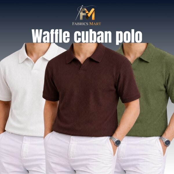Waffle Cuban Polo White-Coffee-Olive