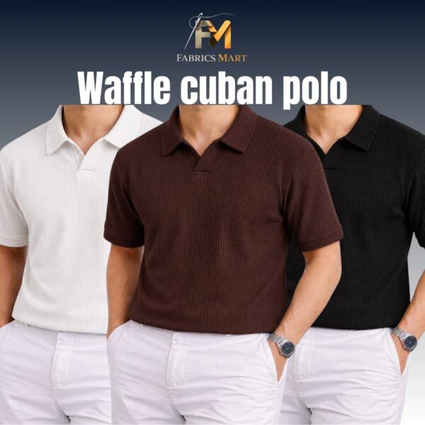 Waffle Cuban Polo White-Coffee-Black