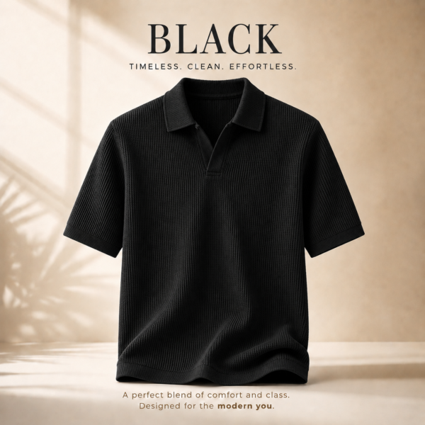 Waffle Cuban Polo Black