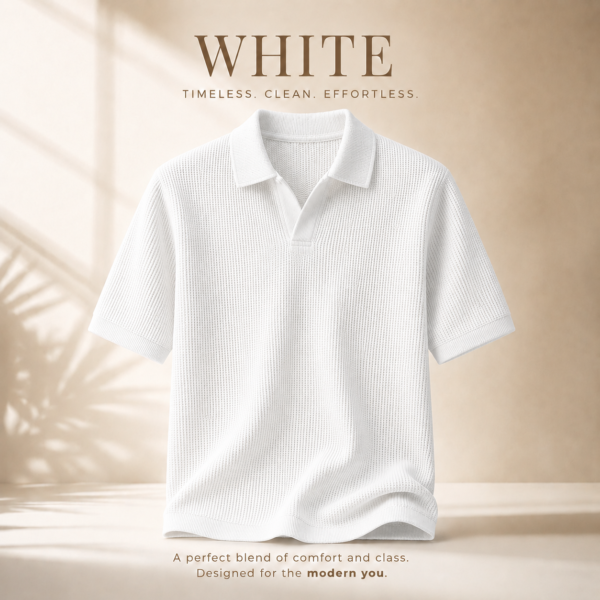 Waffle Cuban Polo White