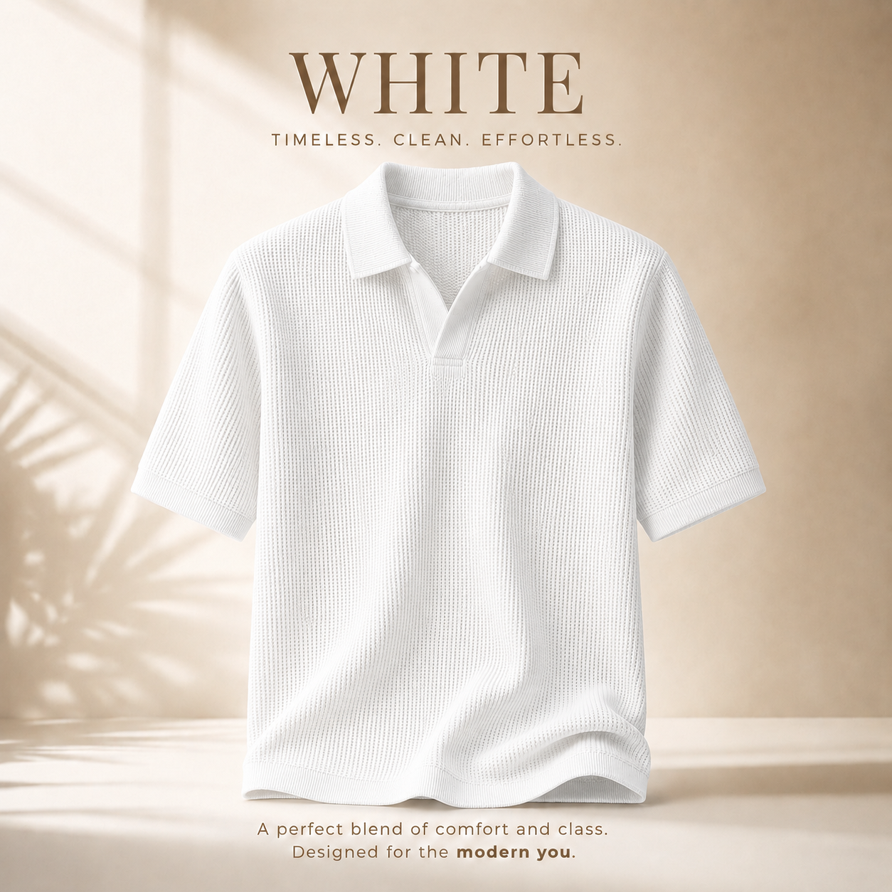 Waffle Cuban Polo White