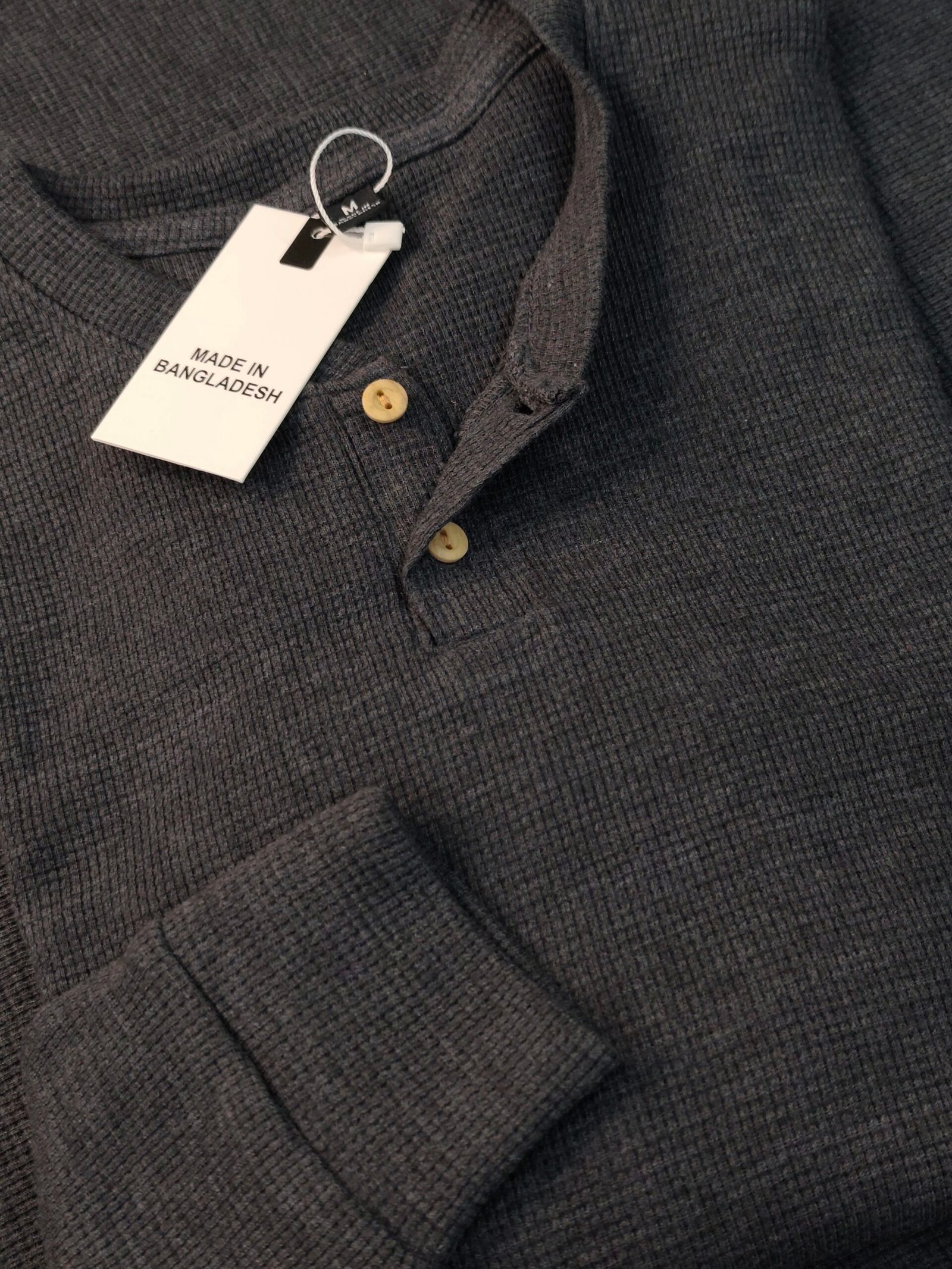 Premium Henley Full Sleeve T-Shirt (Charcoal) - Image 2