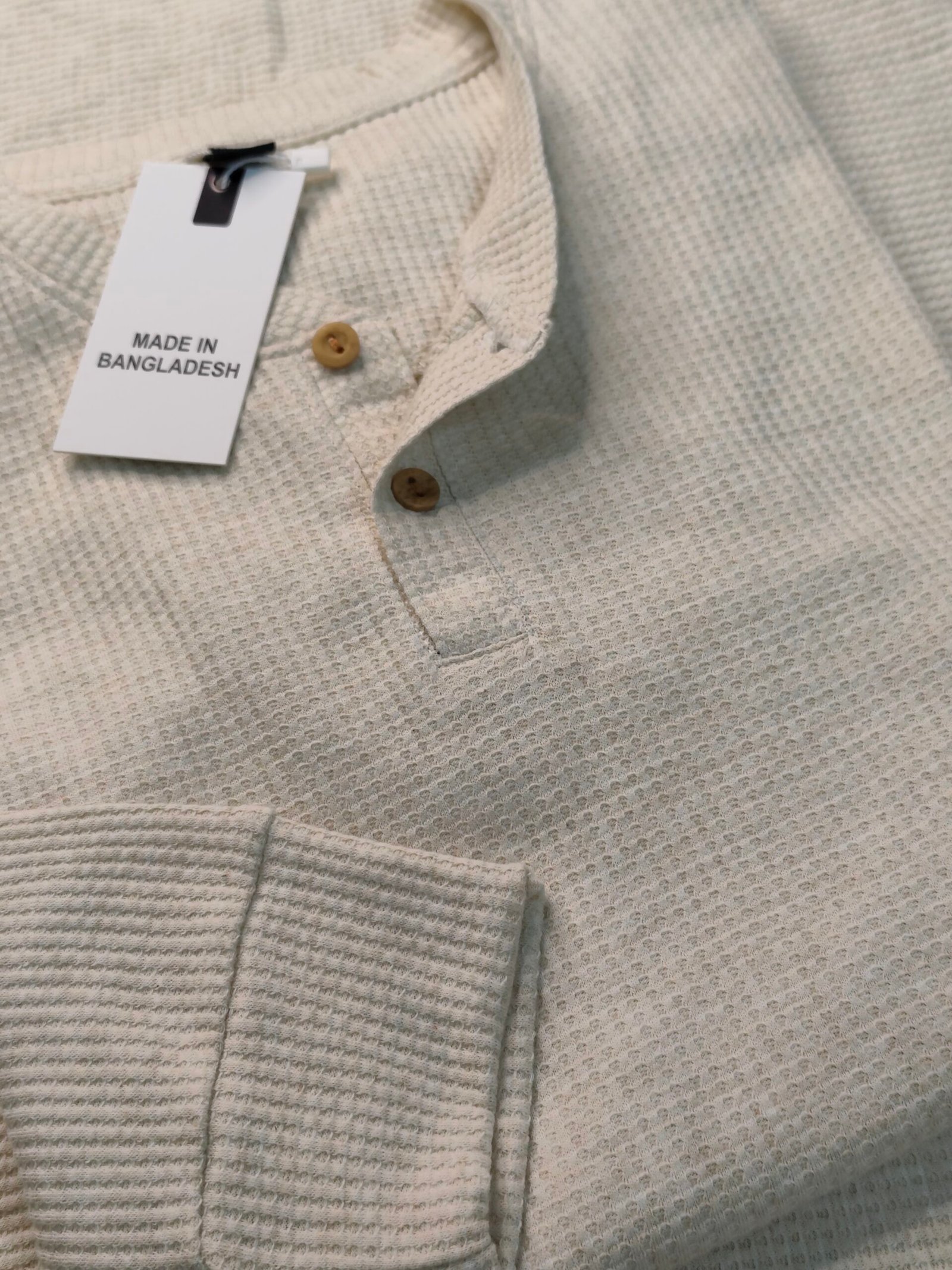 Premium Henley Full Sleeve T-Shirt (Cream) - Image 2