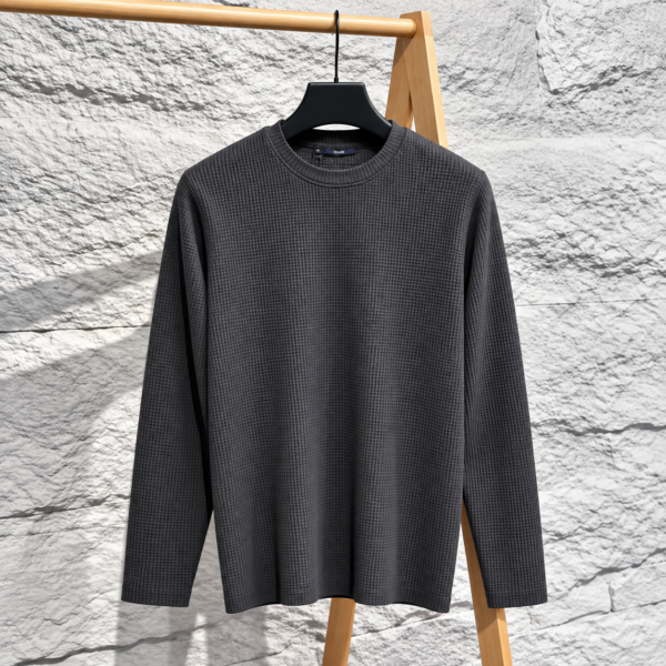 Premium Waffle Full Sleeve Tee (Charcoal)