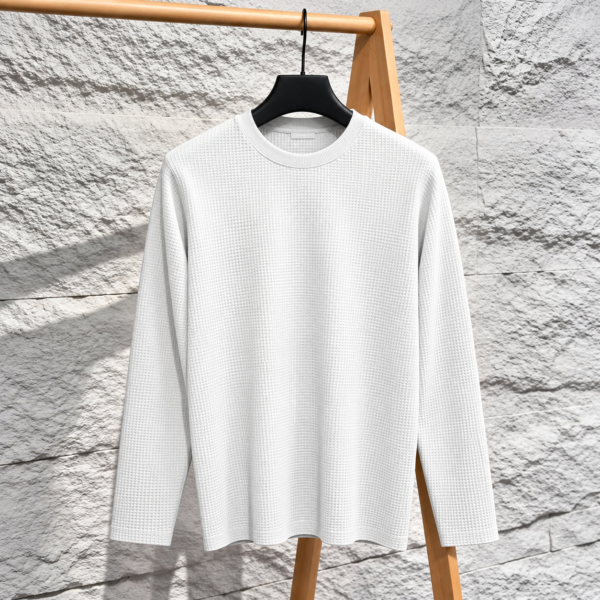 Premium Waffle Full Sleeve Tee (White)