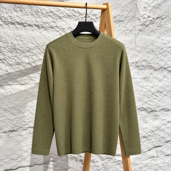 Premium Waffle Full Sleeve Tee (Olive)