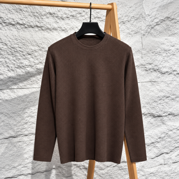 Premium Waffle Full Sleeve Tee (Dusty Pink)
