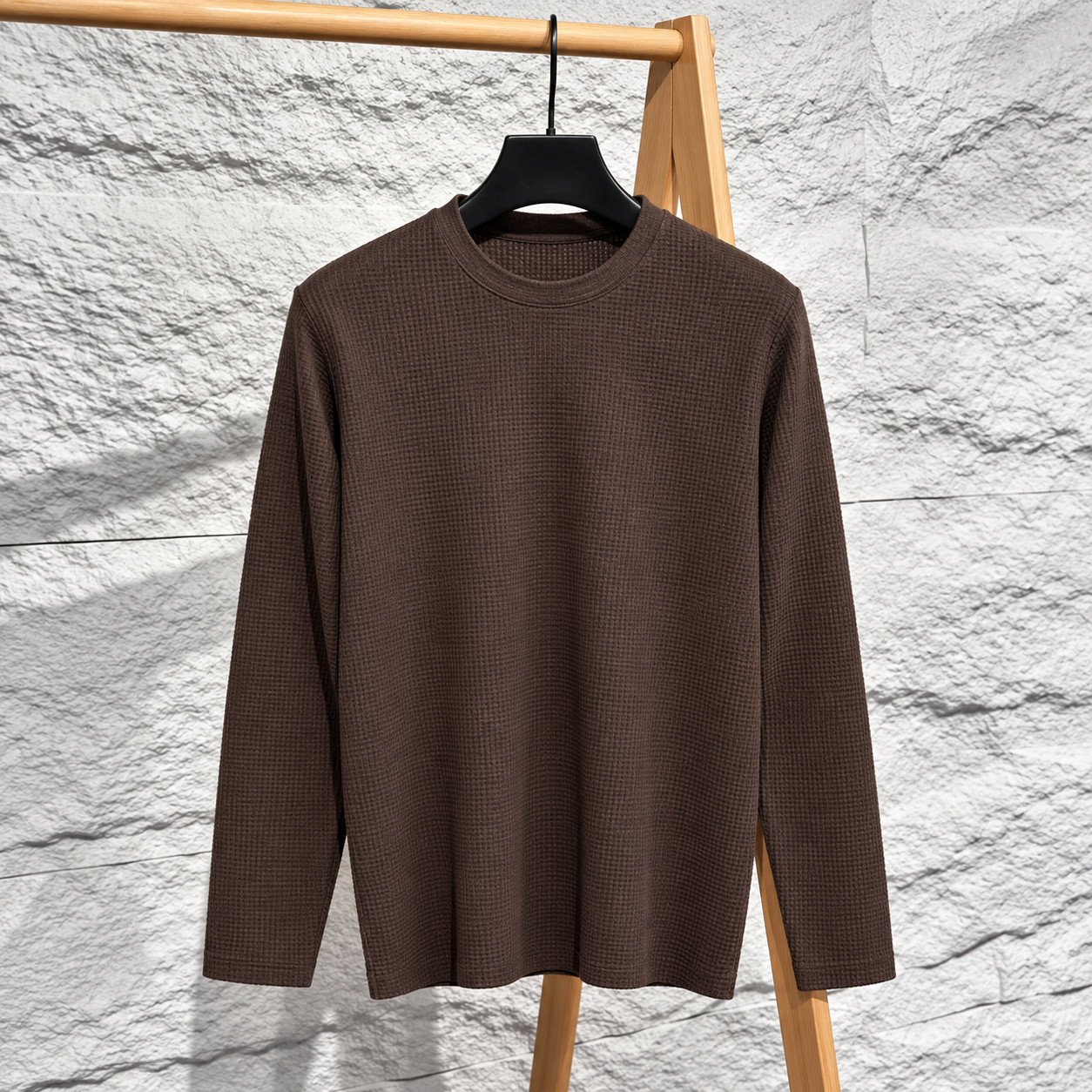 Premium Waffle Full Sleeve Tee (Dusty Pink)