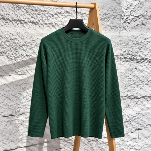 Premium Waffle Full Sleeve Tee (B.Green)