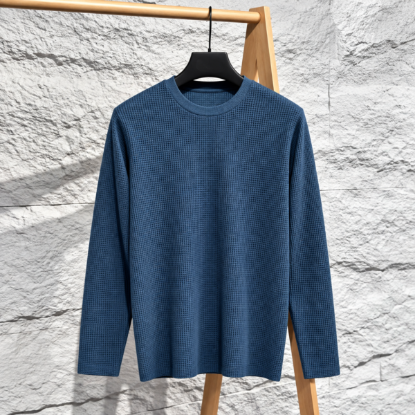 Premium Waffle Full Sleeve Tee (Petrol Blue)