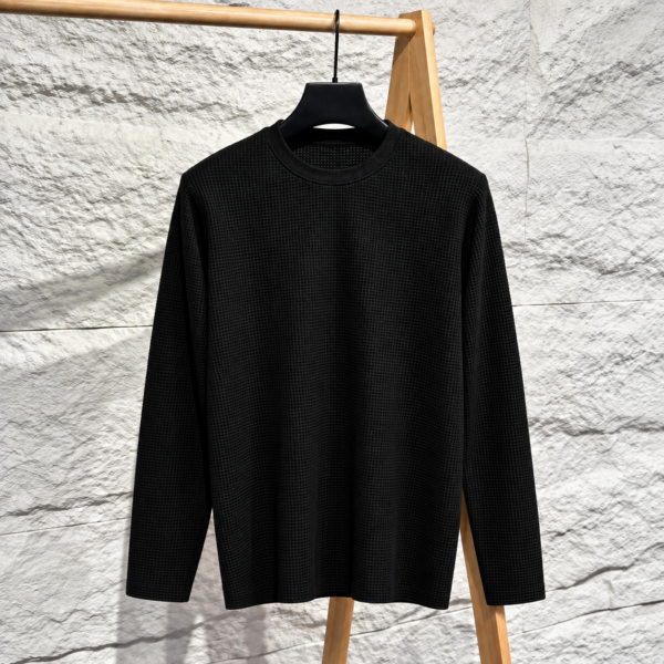 Premium Waffle Full Sleeve Tee (Black)